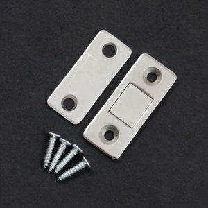1 Set Silver Magnetic Plate Latch Ultra Thin Door Lock With Screw Cabinet Cupboard Repair Kit Security Repairing Fastener Fixing Part Tool