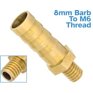 Brass Fitting 8mm Barb M6 Metric Male Thread Hose Tail End Threaded Pipe Connector Joint Adapter Barbed Tube Replace Connecting Bit Tool