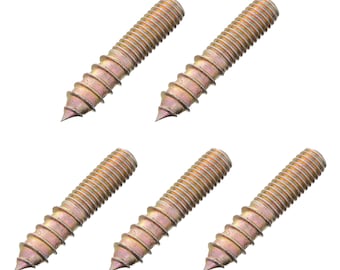 5pcs M8 x 40mm Hanger Bolt Zinc Plated Wood To Metal Dowel Lag Screw Metric Thread Double Ended Furniture Fix Leg Self Tapping Timber Head