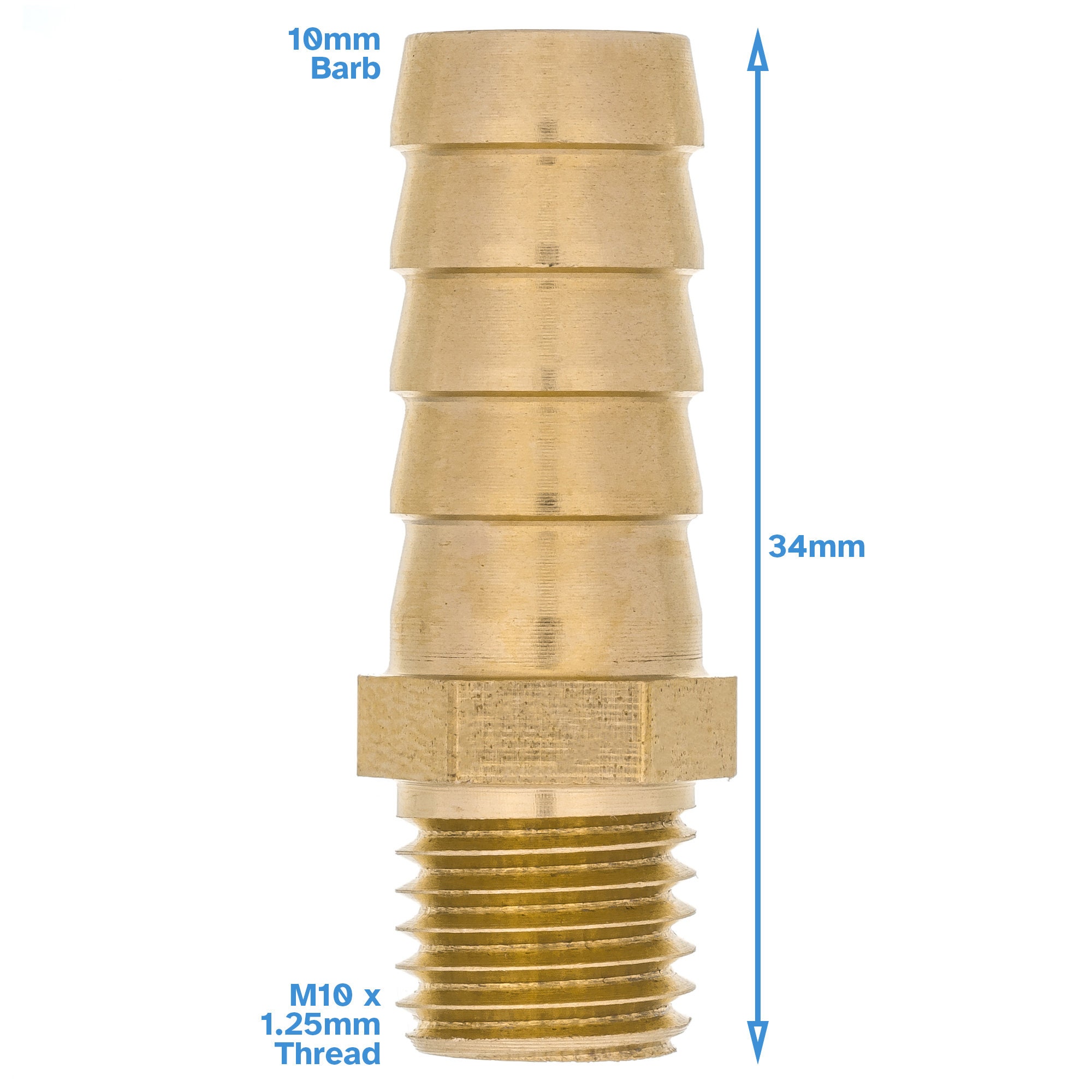 4 Raccordi In Ottone Uxcell – Connettore Metrico M10x1.25 Maschio A Barb Tubo ID 10mm - Foto 4