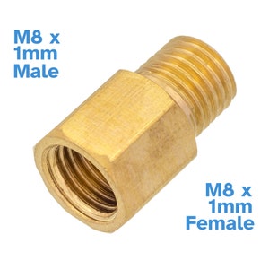 M8 x 1mm Male To M8 x 1mm Female Brass Pipe Fitting Coupler Reducer Hex Head Water Gas Oil Fuel Tube Threaded Connector Adaptor Joiner