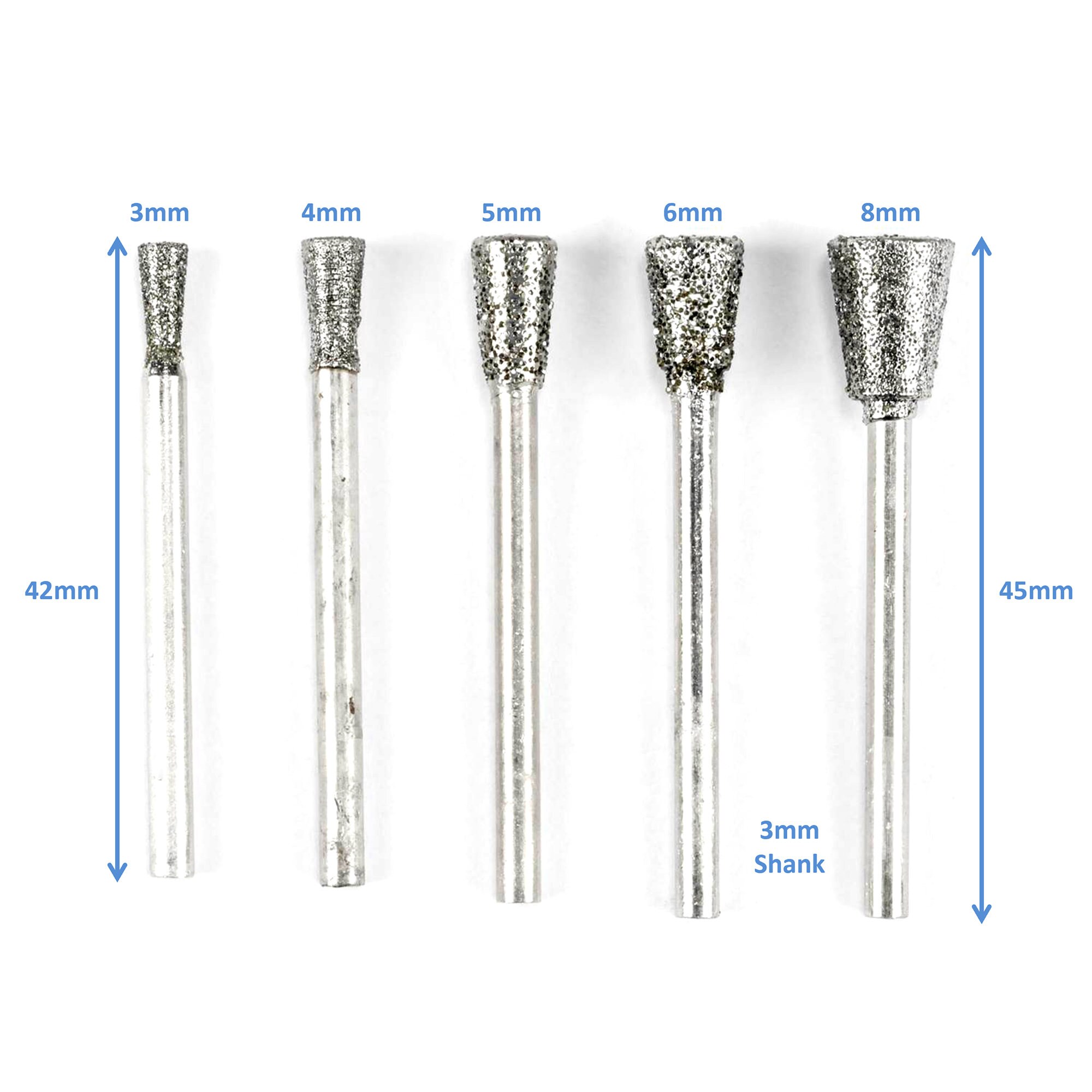 3 Pcs Crafts Carving Diamond Grinding Bit Milling Silver