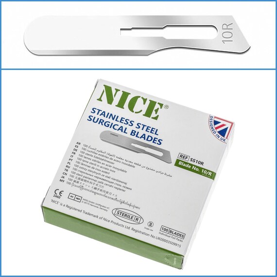 100-Pack Sterile Scalpel Blades #10 & Handle No.3 - Stainless Steel With Scale