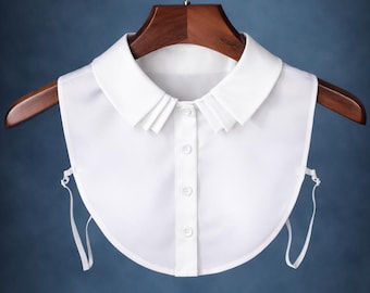 Conception en cascade avec col en faux satin blanc pour femmes, filles, chemise à col boutonné et chemisier buste pour pull, style superposé