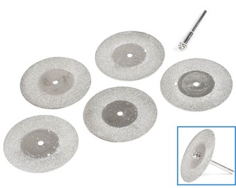 6pcs 40mm Wheel Disc Diamond Burrs 3mm Shank Mounted Slicing Polishing Cutting Grinding Carving Saw Gem Stone Rotary Drill Bit Tool Set