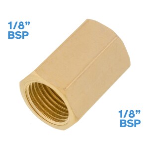 1/8&quot; BSP Female To 1/8&quot; BSP Female Brass Pipe Fitting 17mm Coupler Hex Tube Connector Adaptor Joiner Reducer Piping Threaded Water Gas Fuel