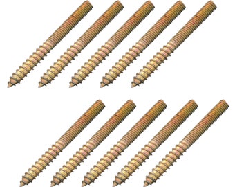 10pcs M5 x 50mm Hanger Bolt Zinc Plated Wood To Metal Dowel Lag Screw Metric Thread Double Ended Furniture Fix Leg Self Tapping Timber Head