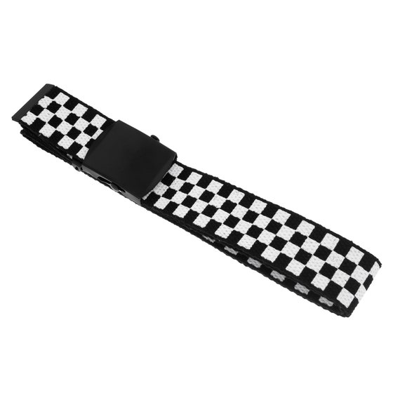 New Black Plaid Metal Buckle Belt