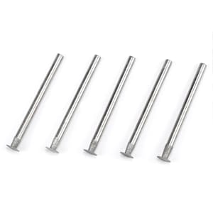May include: Five silver-colored metal tools with a small diamond-shaped tip on each end. The tools are arranged in a row on a white surface.