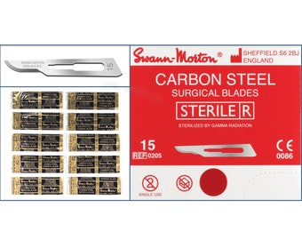 10 hojas de bisturí estériles selladas de acero al carbono Swann Morton n.° 15, herramienta de corte para esculpir y manualidades (aptas para mangos n.° 3, 5, 7 y 9)
