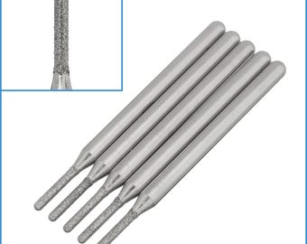 Juego de 5 brocas de diamante cilíndricas de punta redonda de 1,5 mm y 3 mm para pulir gemas, punta de lima, punta de montaje, broca rotativa.