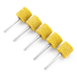 5pcs 400 Grit Nylon Brush Wheel 3mm Shank Rotary Drill Bit Yellow Abrasive Grinding Polishing Buffing Cleaning Removing Metal Work Tool Set