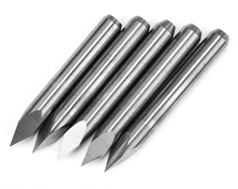 5pcs 0.1mm x 30 Degree Pyramid Tip Carbide Engraver 3.175mm Shaft Engraving Rotary Drill Bit V Groove End Shaped Shank PCB Cut Mill Tool Set