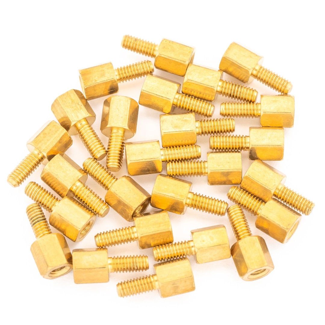 25pcs M2.5 5mm Brass Spacer Standoff Male to Female Hex Spacing Screw ...