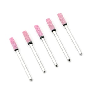5pcs 4mm Cylinder Abrasive Ceramic Stone Burr Chrome Corundum 3mm Shank Polishing Grinding Buffing Rotary Drill Bit Bur File Mount Tip Tool