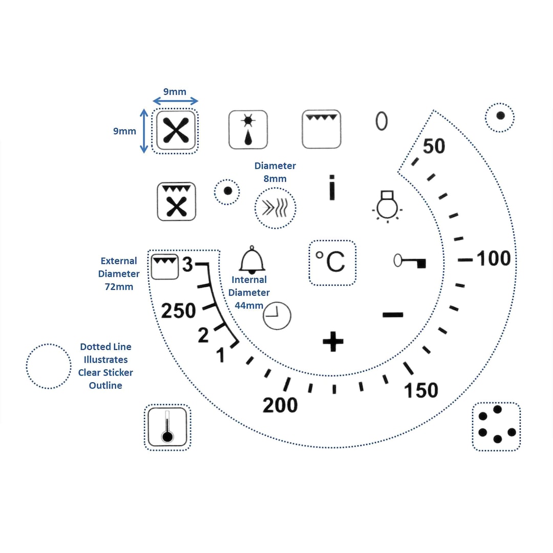 Black Text 19pcs 50-250 Degree Clockwise Dial Temperature & Symbol ...
