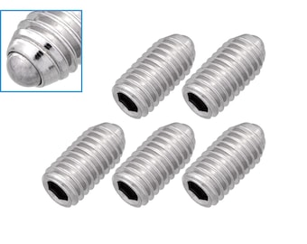 5pcs M6 x 12mm Threaded Ball Spring Plunger Stainless Steel 25N Max Load Screw Bolt Hex Socket Point Grub Indexing Positioning Loading Tool