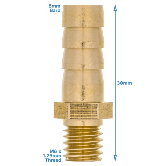 M12x1.25 To 8mm Hose Connector - Black Anodised Aluminium Hose Barb Fitting 8 thumbnail image
