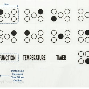 5 et 6 Plaques de cuisson Texte noir Cuisinière Étiquettes auto-adhésives Fonction de l'interrupteur à cadran Symboles de température Autocollants pour le four Remplacement de la table de cuisson Gaz électrique