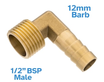 Brass Elbow Fitting 12mm Barb Hose To 1/2" BSP Male Valve Pipe 90 Degree Connector Joint Water Gas Air Adapter Reducer Threaded Barbed Tube