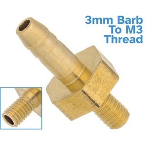 Brass Fitting 3mm Barb M3 Metric Male Thread Hose Tail End Threaded Pipe Connector Joint Adapter Barbed Tube Replace Connecting Bit Tool