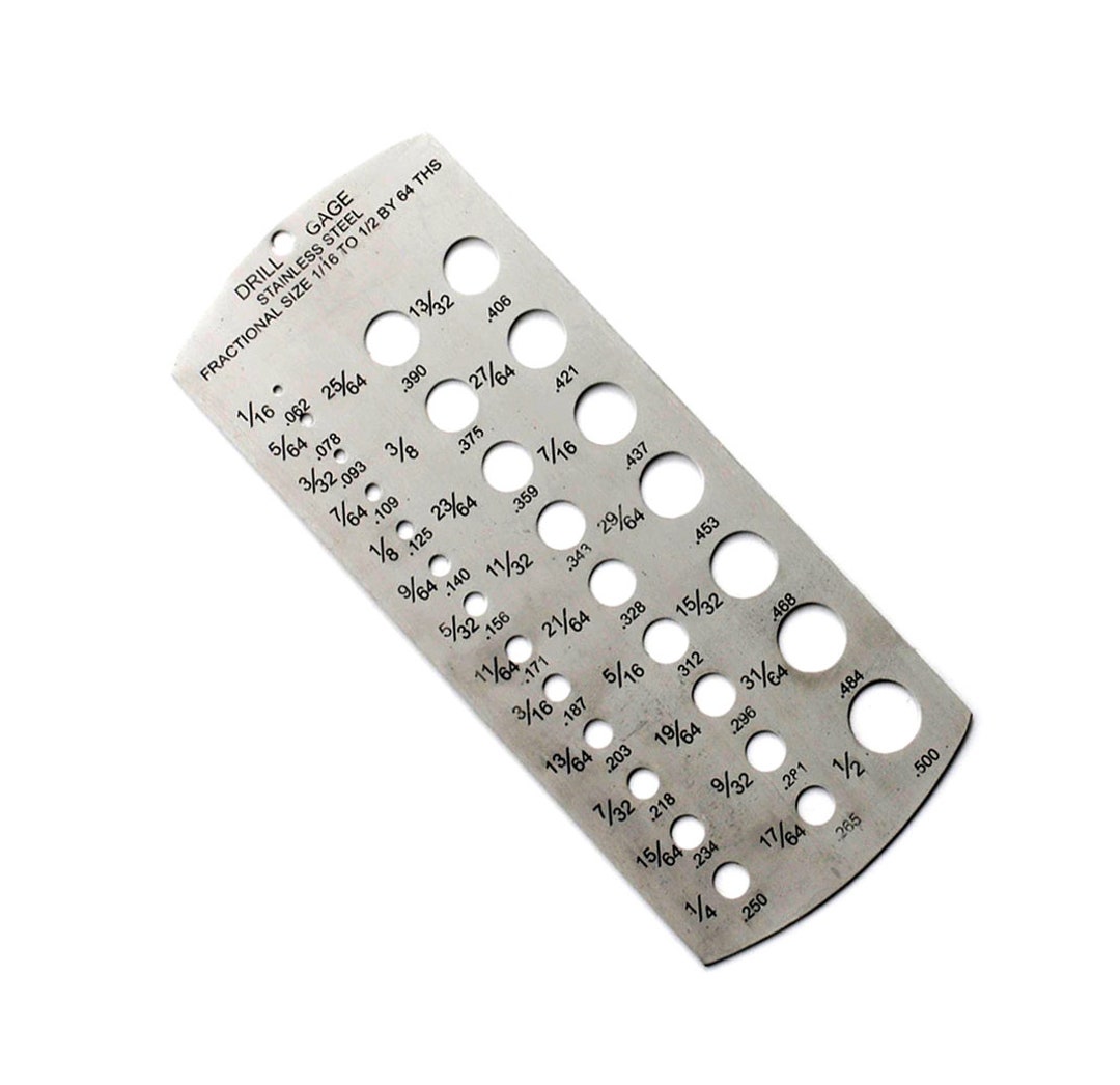 Drill Wire Gauge 1/16 1/2 Imperial 64ths Diameter Sizer Stainless Steel