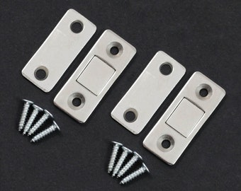 2 zestawy srebrnych magnetycznych płytek zatrzaskowych, ultracienkich zamków do drzwi ze śrubą, zestaw naprawczy do szafek, element mocujący, narzędzie do naprawy zabezpieczeń