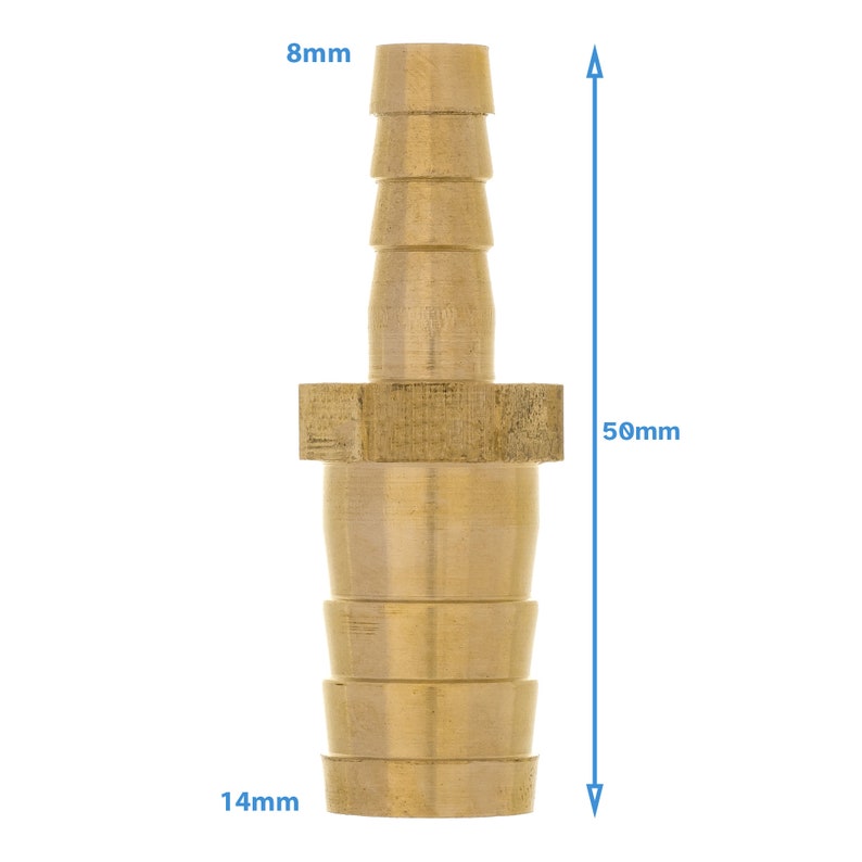 Brass Fitting 14mm to 8mm Barb Straight Hose Valve Pipe Connector Joint ...
