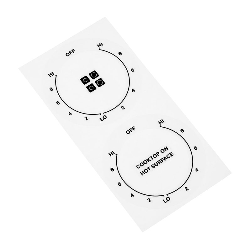2 Dials Lo-med-hi AC/CCW Cooktop Burner Adhesive Label Black Print Clear Back For Samsung - Knob Switch Oven Stickers Replacement Gas Stove