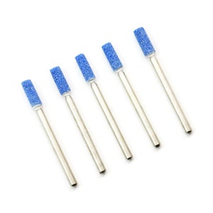 5pcs 4mm Cylinder Chrome Corundum Burr Abrasive Ceramic Stone 3mm Shank Polishing Grinding Buffing Rotary Drill Bit Bur File Mount Tip Tool