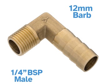 Brass Elbow Fitting 12mm Barb Hose To 1/4" BSP Male Valve Pipe 90 Degree Connector Joint Water Gas Air Adapter Reducer Threaded Barbed Tube