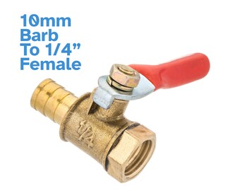In Line Valve 1/4" Male Brass To 8mm Hose Barb Shut Off Valve Cock Tap Nlne Ball Barrel Valve - Foto 8