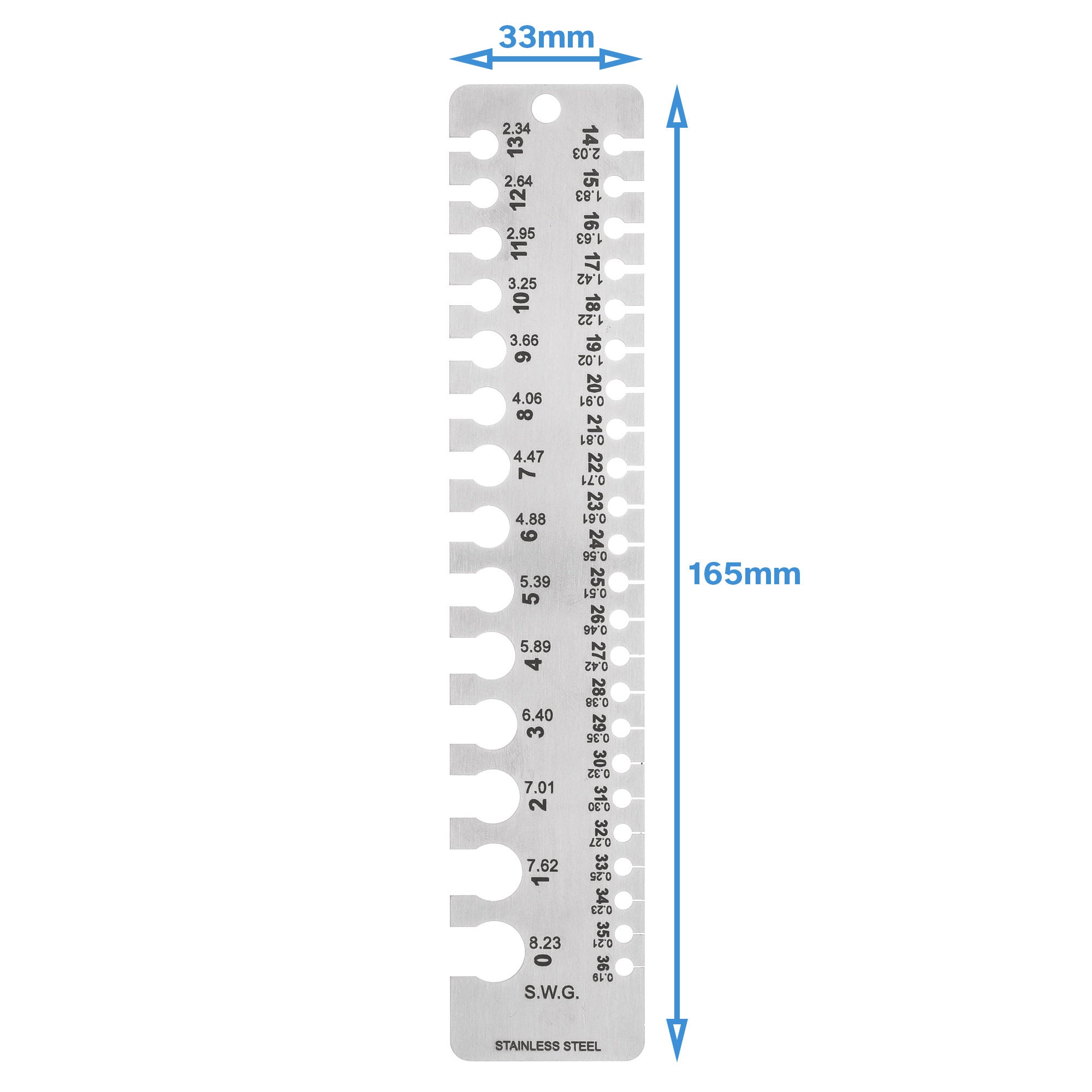 Wire Measurement With Ruler 0-36 SWG Imperial 0.19 8.23 Mm Metric Standard Wire Gauge Diameter ...