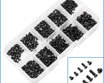 500pcs Black Phillips Flat Head Screw Kit Small Tiny Micro Mini Mobile Eyeglass Glasses Specs Frame PC Watch Repair Fix Fixing Tool Set
