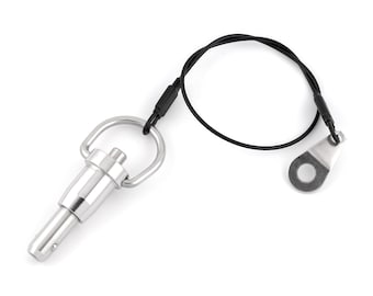 8mm x 10mm Quick Release Ball Lock Pin With 26cm Wire Cable Stainless Steel Self Locking Fasten Push Pull In Out Shaft Security Bolt Tool