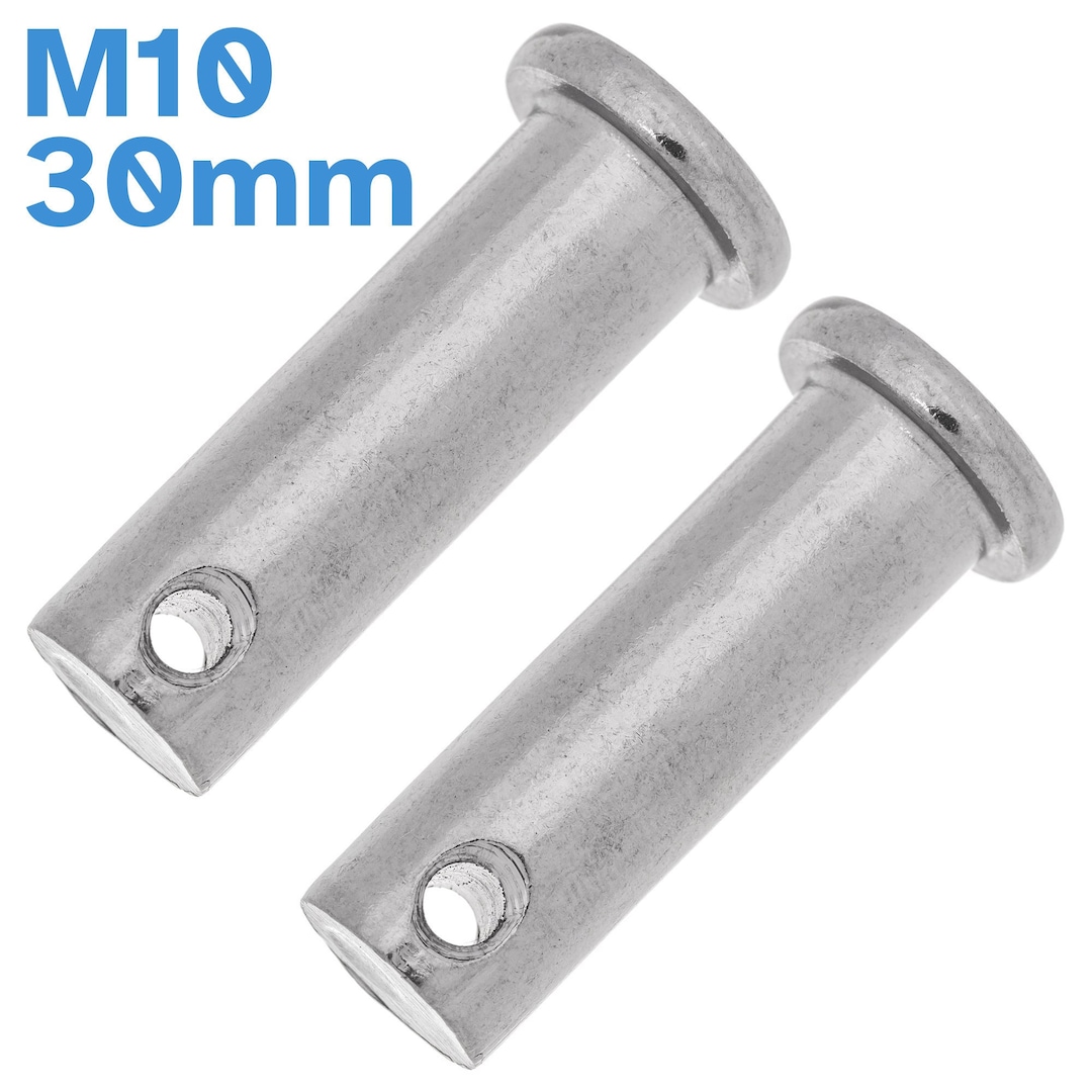 2pcs M10 10mm X 30mm Clevis Pin 304 Stainless Steel Single Hole Flat ...