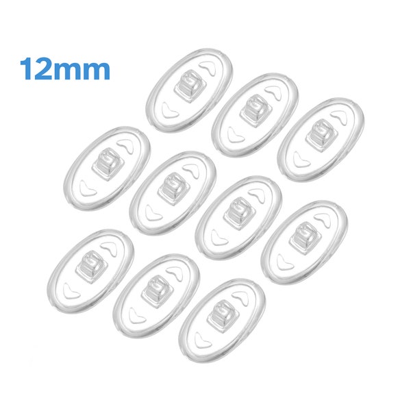 10pcs 12mm x 6mm Oval Nose Pads Clear Silicone Eyeglass Glasses Reading Specs Spectacles Anti Non Slip Pinhole Screw In On Replacement Part