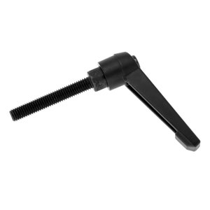 Puede incluir: Mango de plástico negro con una varilla de metal roscada. El mango está diseñado para apretar y aflojar objetos.