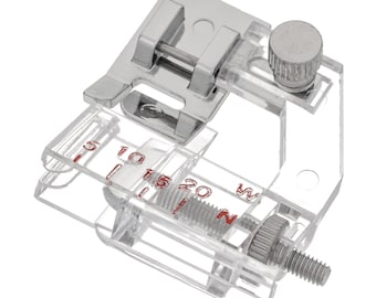 Pied-de-biche réglable avec guide-bande en plastique transparent pour machine à coudre en acier inoxydable Kit de pieds à tige basse Ourlet Pièce de rechange