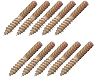 10pcs M5 x 35mm Hanger Bolt Zinc Plated Wood To Metal Dowel Lag Screw Metric Thread Double Ended Furniture Fix Leg Self Tapping Timber Head