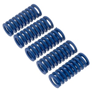 Peut inclure: Cinq ressorts de compression en métal bleu. Les ressorts sont enroulés et ont un diamètre constant.