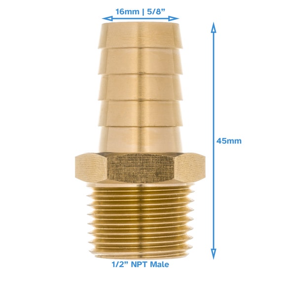 5/8" Hose Barb To 1/2" NPT Male Brass Straight Adapter Fitting – Pipe Fitting 2 thumbnail image
