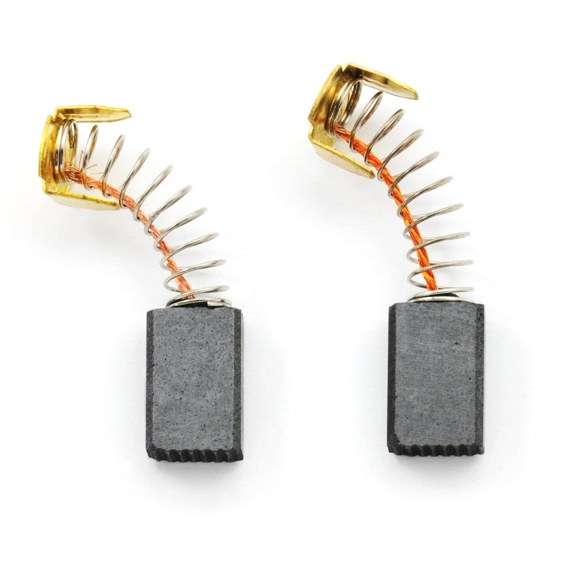 MECCANIXITY 5 Pair Carbon Brushes – 15x10x6mm & 14x8x5mm For Power Tool Motors With Wire Leads & Springs