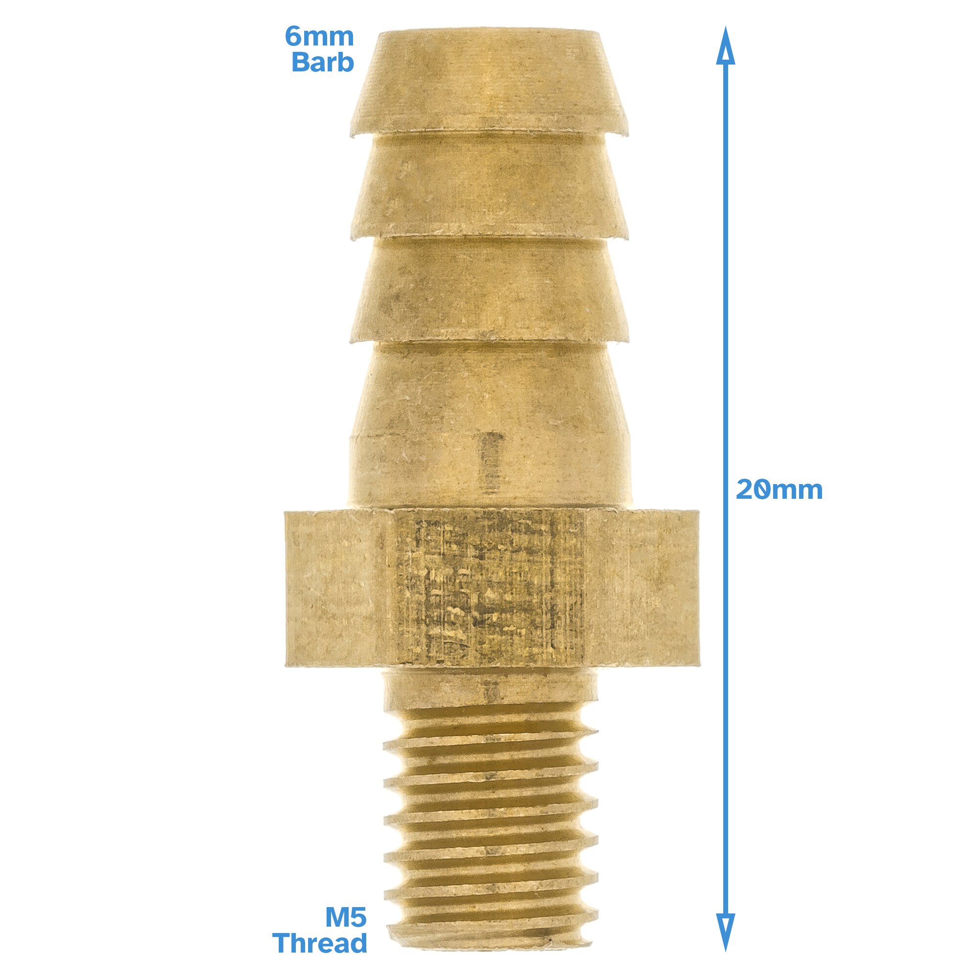 Brass Fitting 6mm Barb M5 Metric Male Thread Hose Tail End Threaded ...