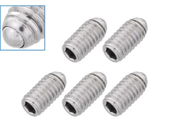 5pcs M4 x 8mm Threaded Ball Spring Plunger Stainless Steel 15N Max Load Screw Bolt Hex Socket Point Grub Indexing Positioning Loading Tool