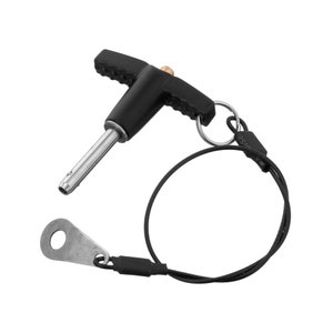 May include: A black T-handle pin with a silver metal pin and a black cord with a metal ring and a black plastic clip. The cord is labelled "IMA 250".