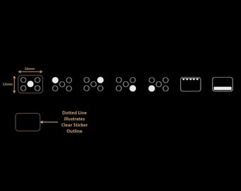 White Text 5 Hob Stove Self Adhesive Labels With Transparent Background, Dial Knob Switch Symbols Oven Stickers Replacement Cooktop Gas