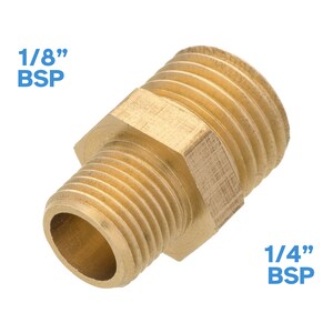 1/8&quot; BSP Male To 1/4&quot; BSP Male Brass Pipe Fitting 21mm Coupler Hex Water Gas Oil Fuel Tube Threaded Connector Adaptor Joiner Reducer Tool