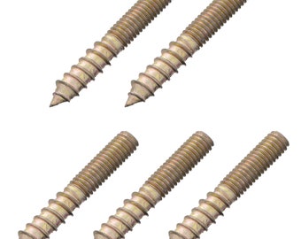 5pcs M6 x 40mm Hanger Bolt Zinc Plated Wood To Metal Dowel Lag Screw Metric Thread Double Ended Furniture Fix Leg Self Tapping Timber Head