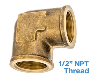 Brass 1/2" NPT Female to Female Threaded Elbow Fitting 90 Degree Pipe Connector Thread Tube Coupler Adaptor Connecting Joint Water Air Fuel